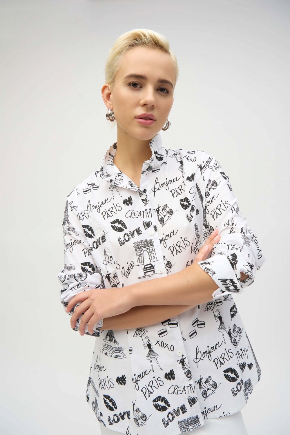 BUTTONED GRAPHIC SHIRT | COL=BLACK/WHITE
