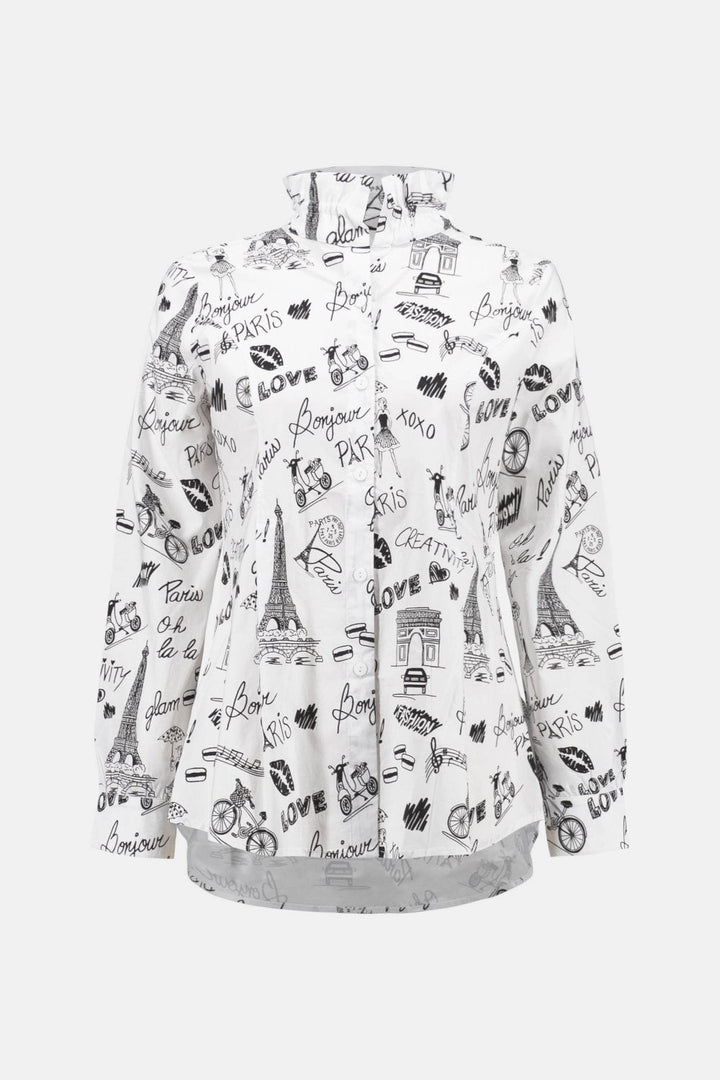 BUTTONED GRAPHIC SHIRT | COL=BLACK/WHITE