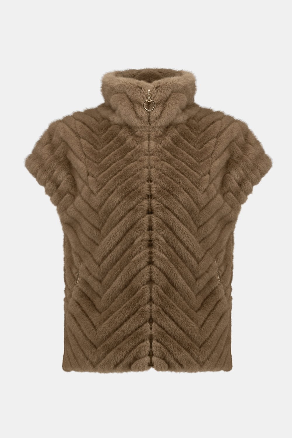 CHEVRON FAUX FUR  GILET | COL=BLACK,MINK