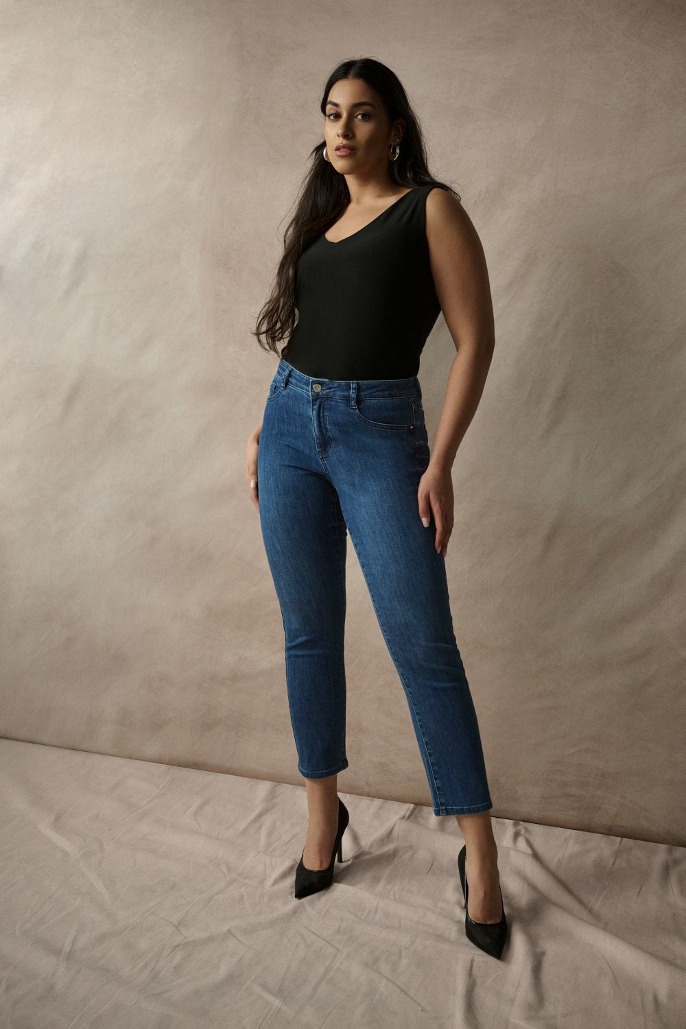 CLASSIC FIT STRETCH JEANS | COL=DENIM MID BLUE
