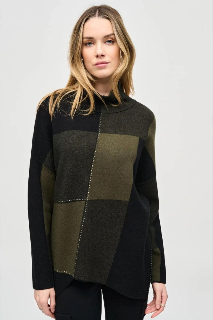 COLOUR BLOCK KNIT JUMPER | COL=GREEN