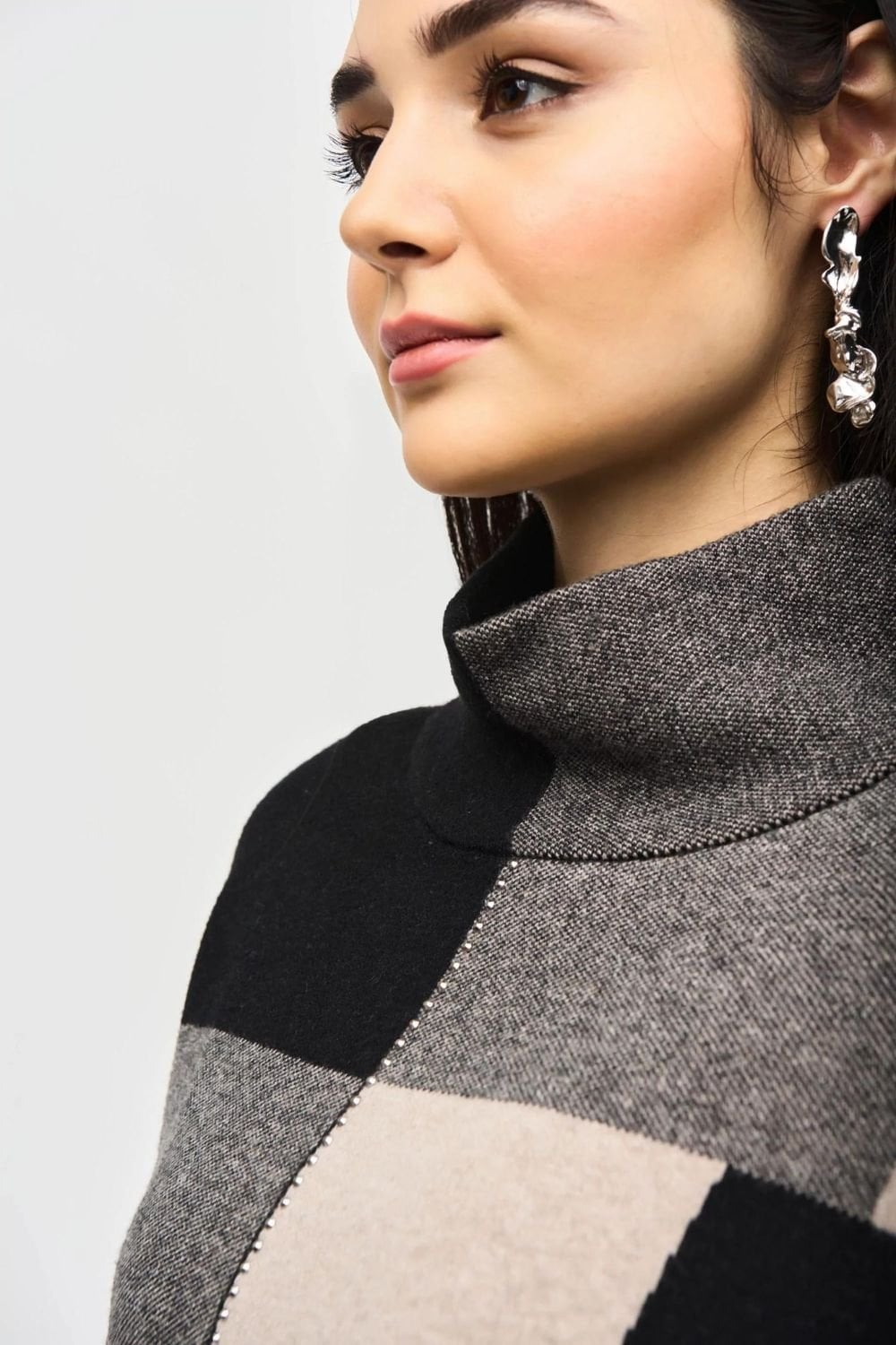 COLOUR BLOCK KNIT JUMPER | COL=TAUPE