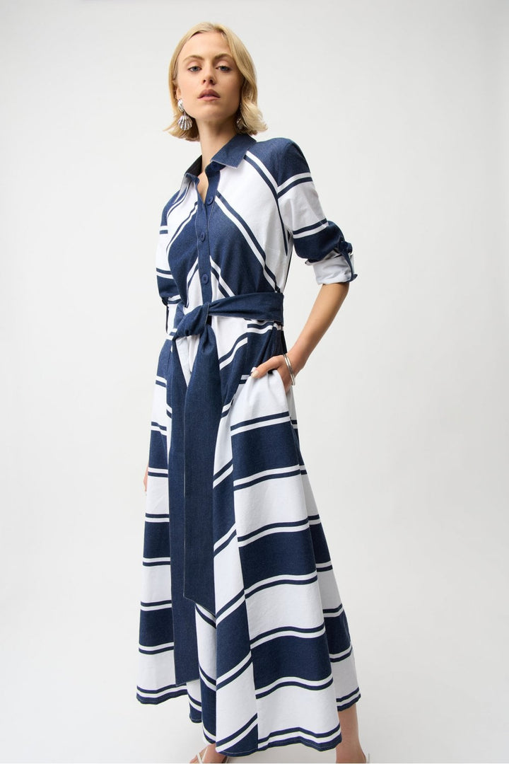 COTTON STRIPE FIT AND FLARE DRESS | COL=MIX