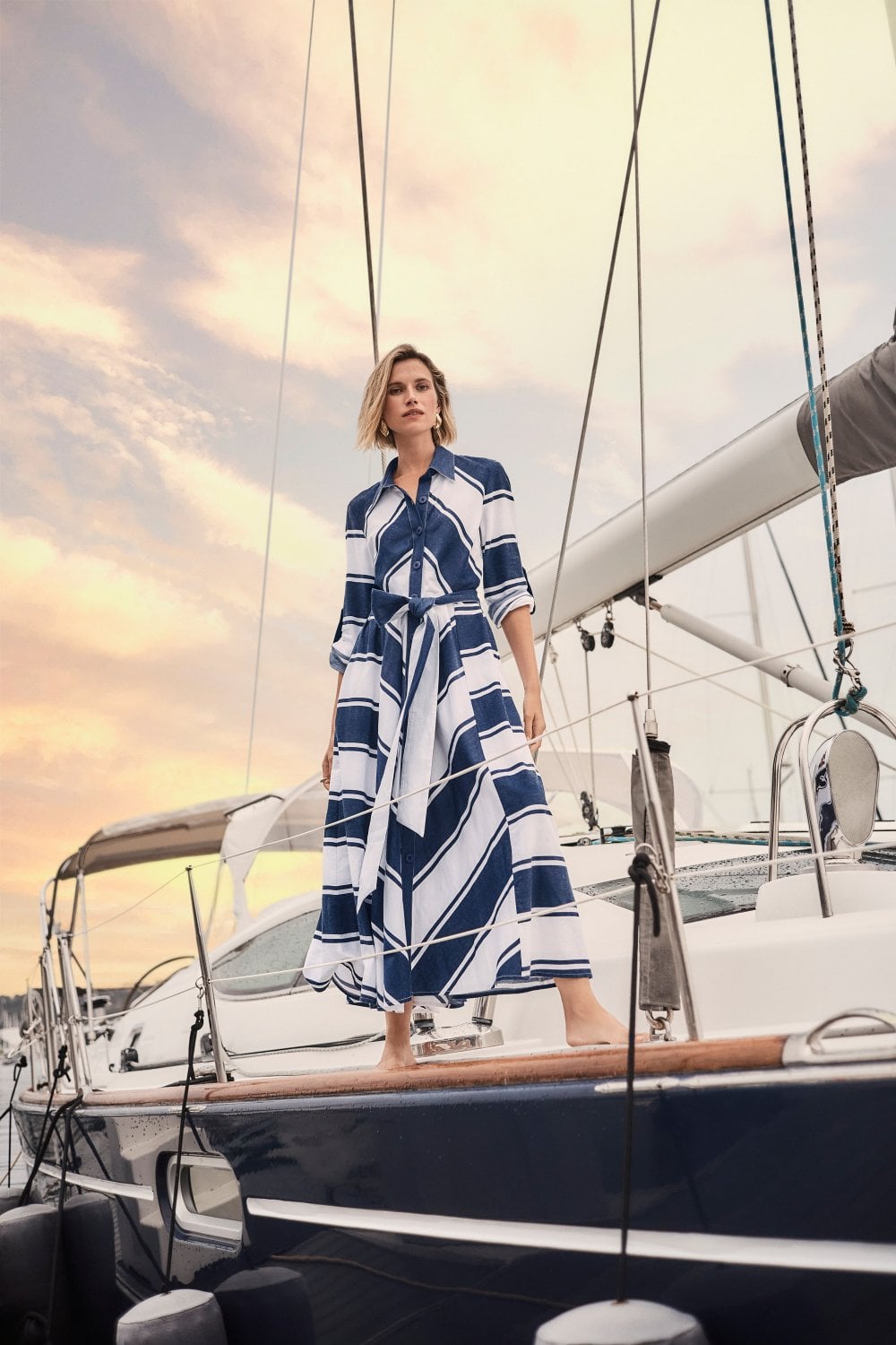 COTTON STRIPE FIT AND FLARE DRESS | COL=MIX