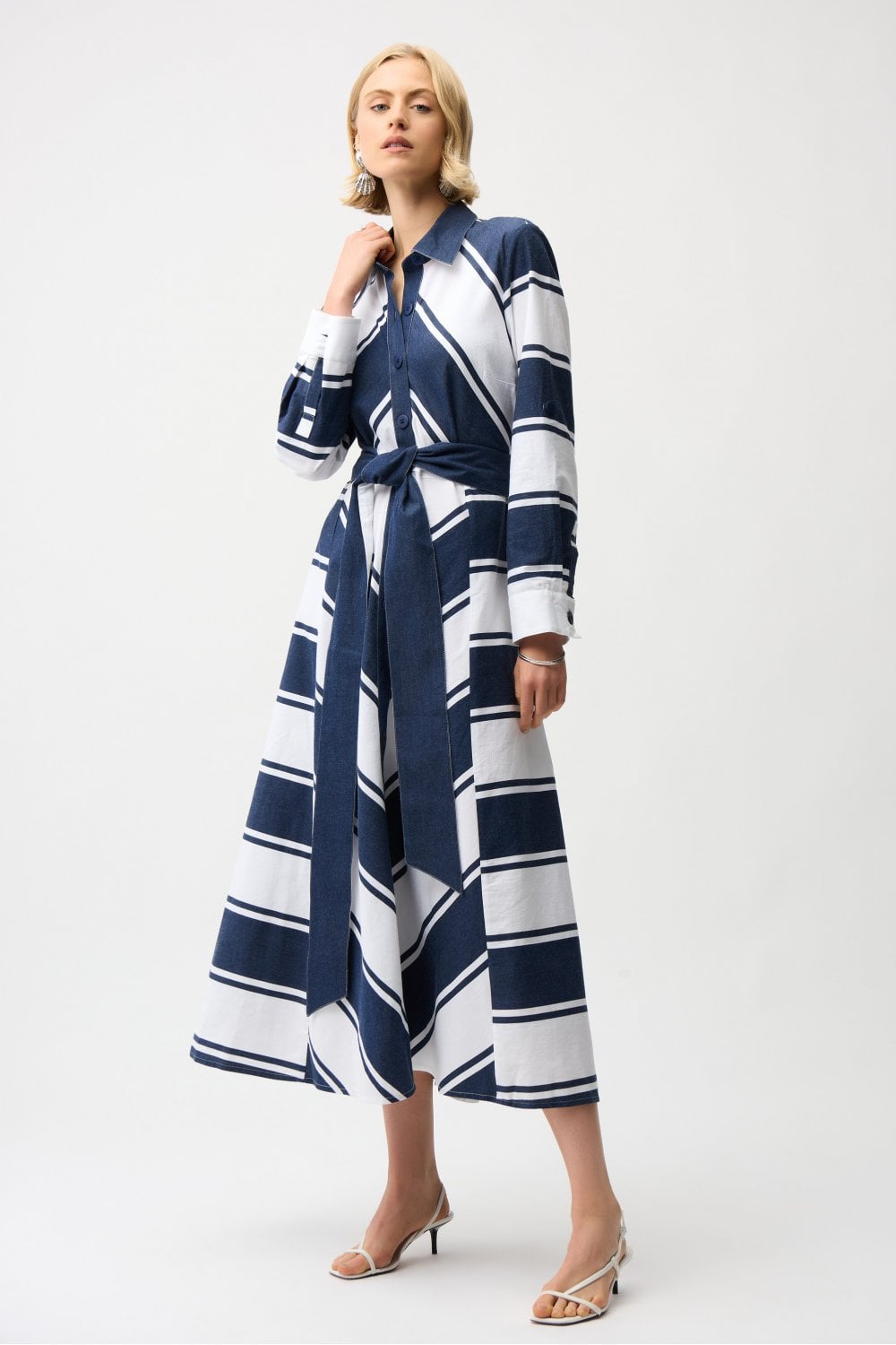 COTTON STRIPE FIT AND FLARE DRESS | COL=MIX