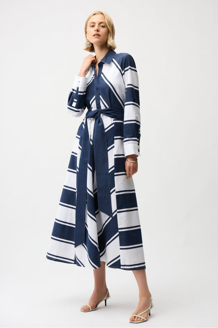 COTTON STRIPE FIT AND FLARE DRESS | COL=MIX
