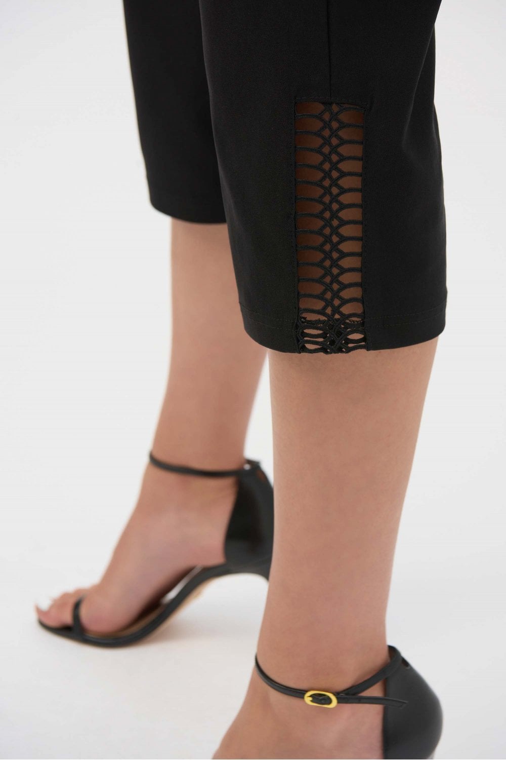 DECORATIVE LADDER CROP TROUSER | COL=BLACK