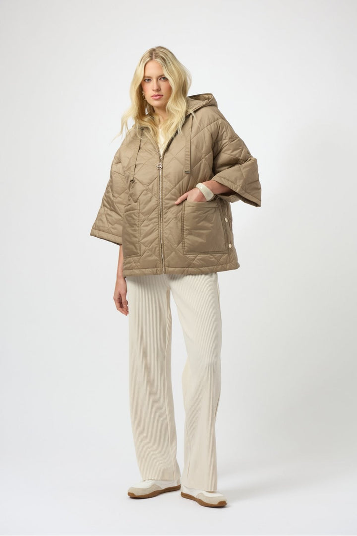 DIAMOND QUILTED HOODED JACKET | COL=GOLD