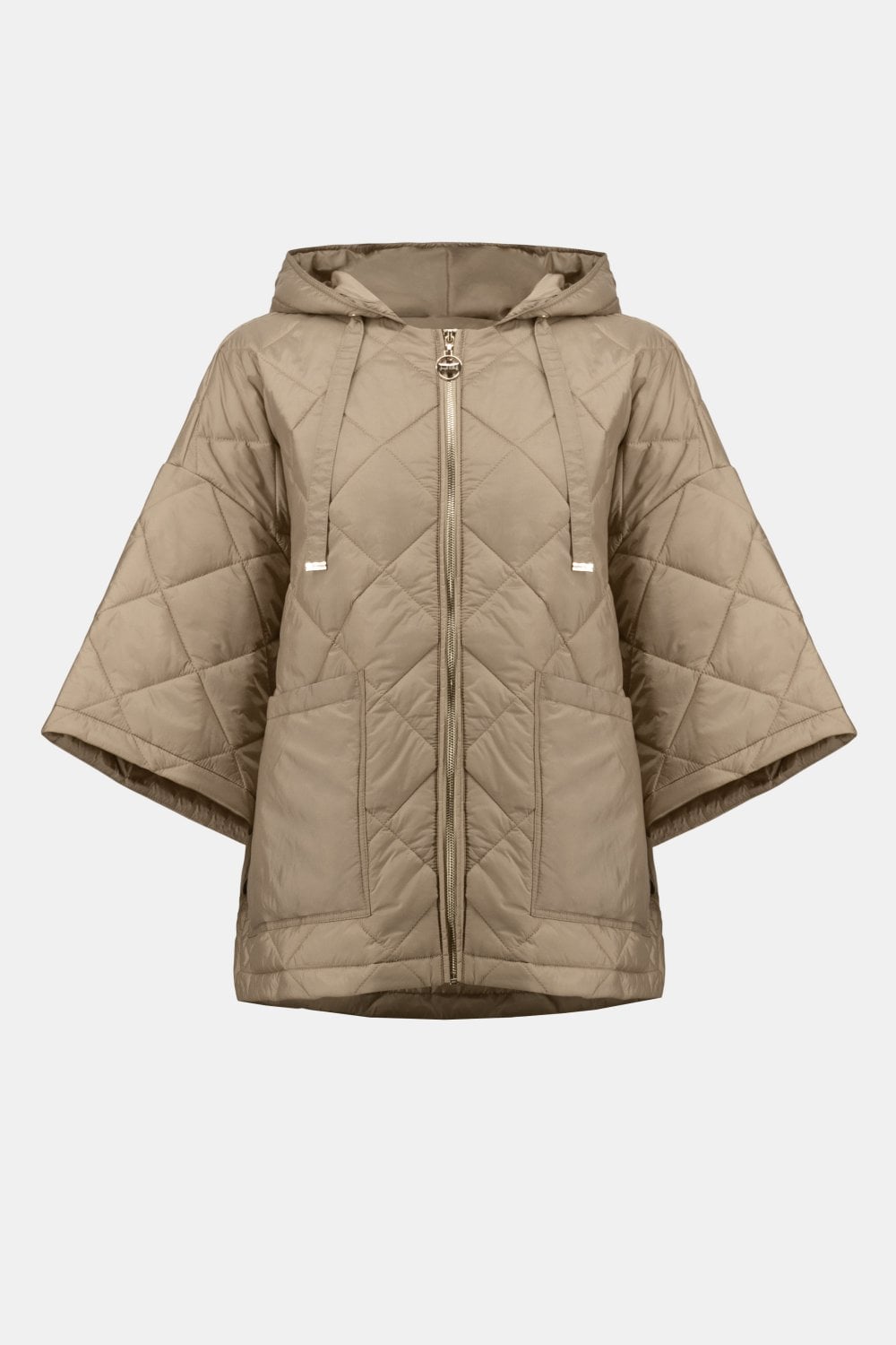 DIAMOND QUILTED HOODED JACKET | COL=GOLD