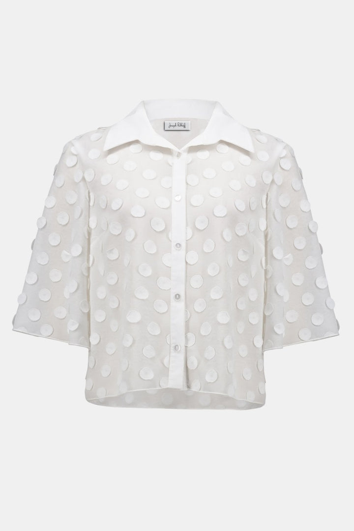 DOT JACQAURD BOXY BLOUSE | COL=VANILLA