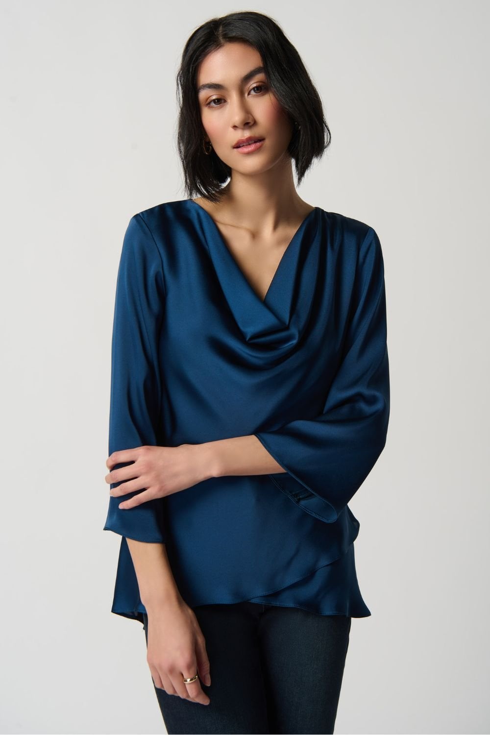 DRAPED SATIN BLOUSE | COL=NIGHTFALL