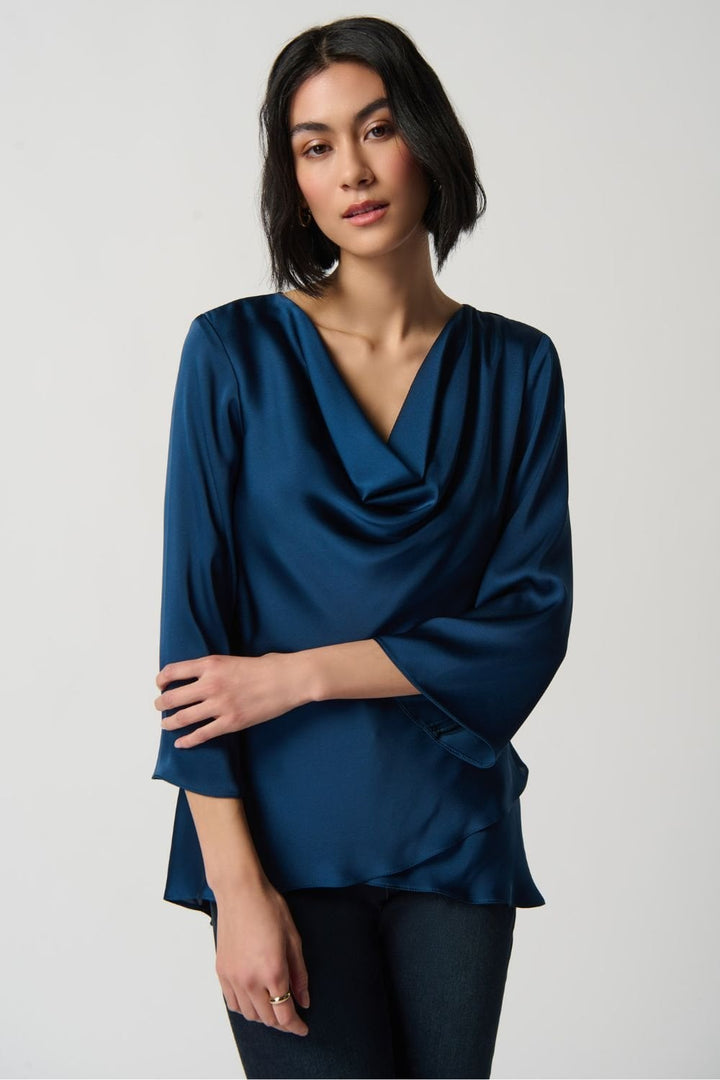 DRAPED SATIN BLOUSE | COL=NIGHTFALL