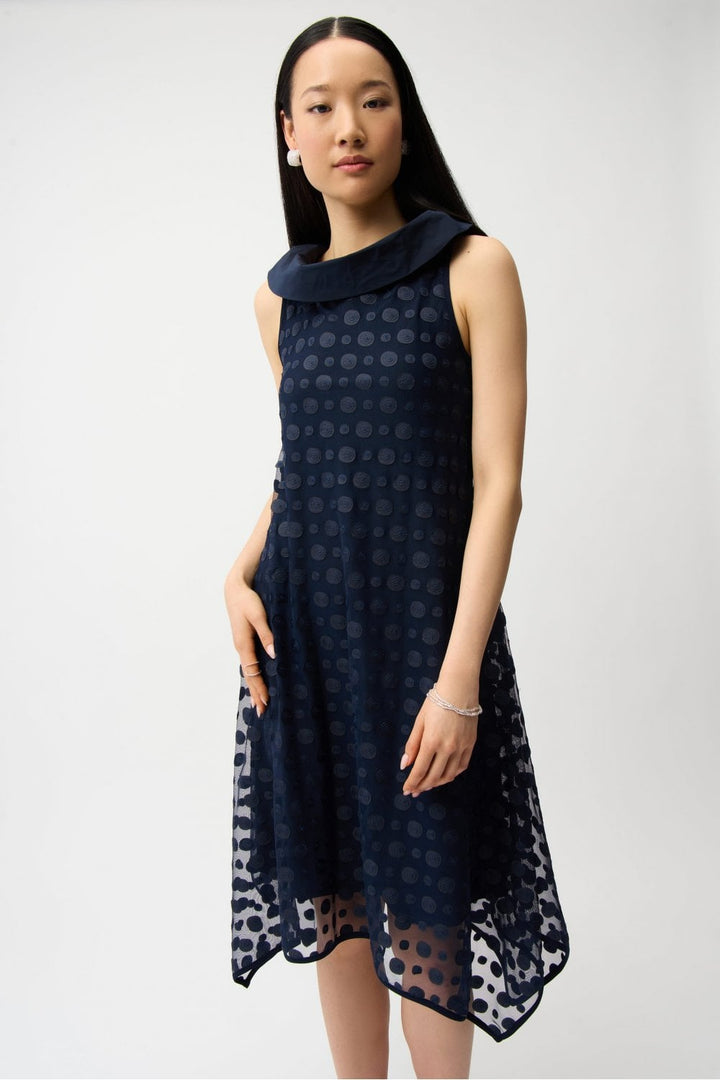 EMBRIODERED MESH HANDKERCHIEF DRESS | COL=NAVY