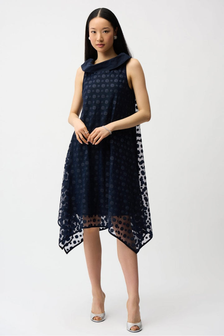 EMBRIODERED MESH HANDKERCHIEF DRESS | COL=NAVY
