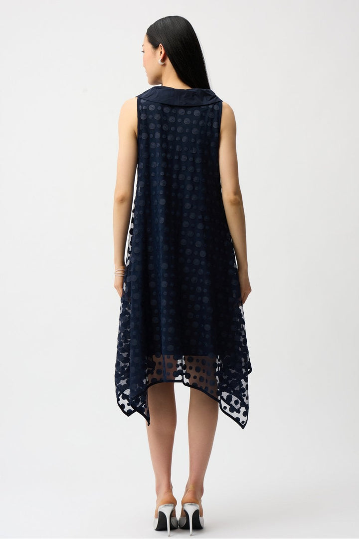 EMBRIODERED MESH HANDKERCHIEF DRESS | COL=NAVY