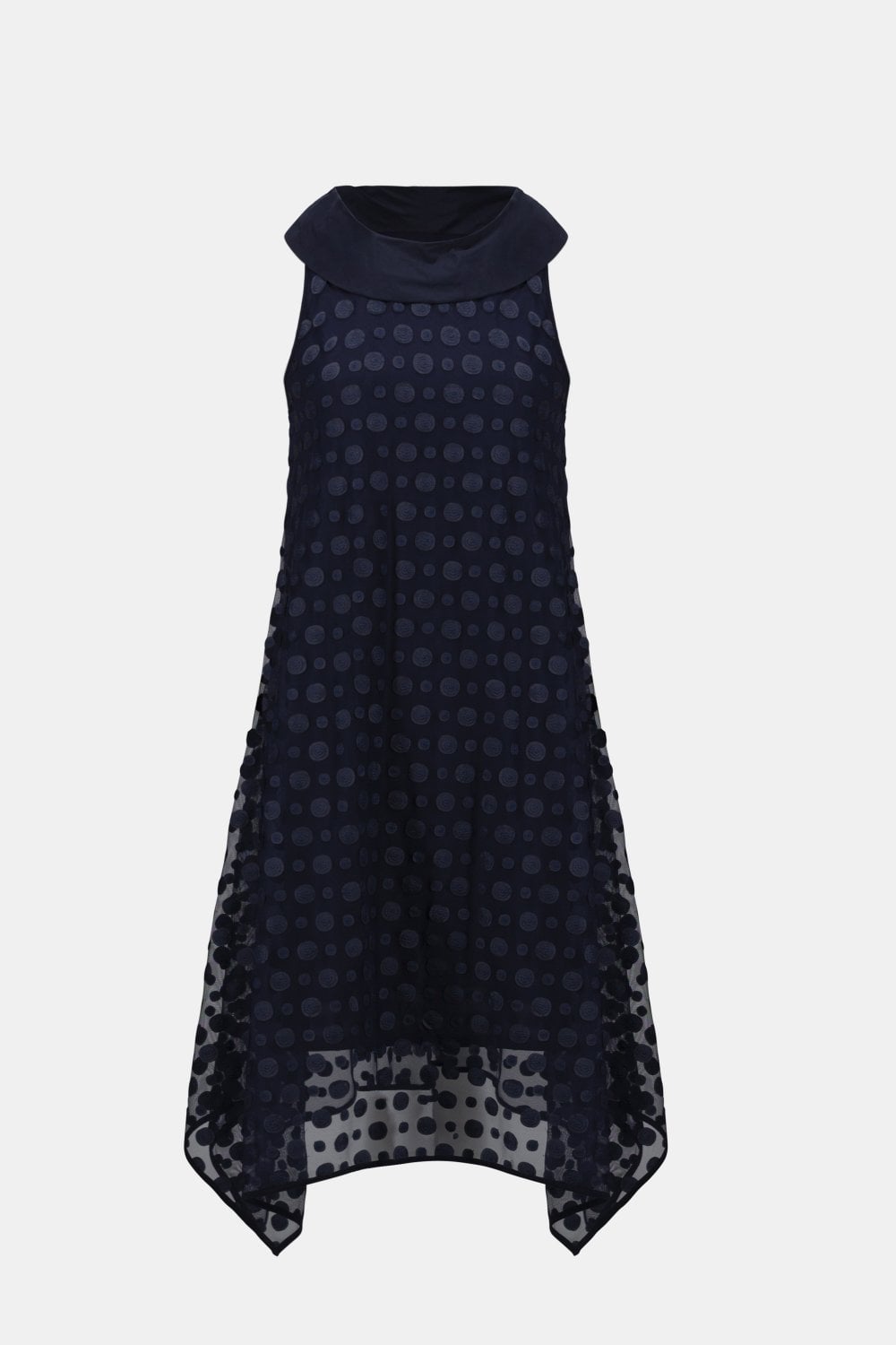EMBRIODERED MESH HANDKERCHIEF DRESS | COL=NAVY