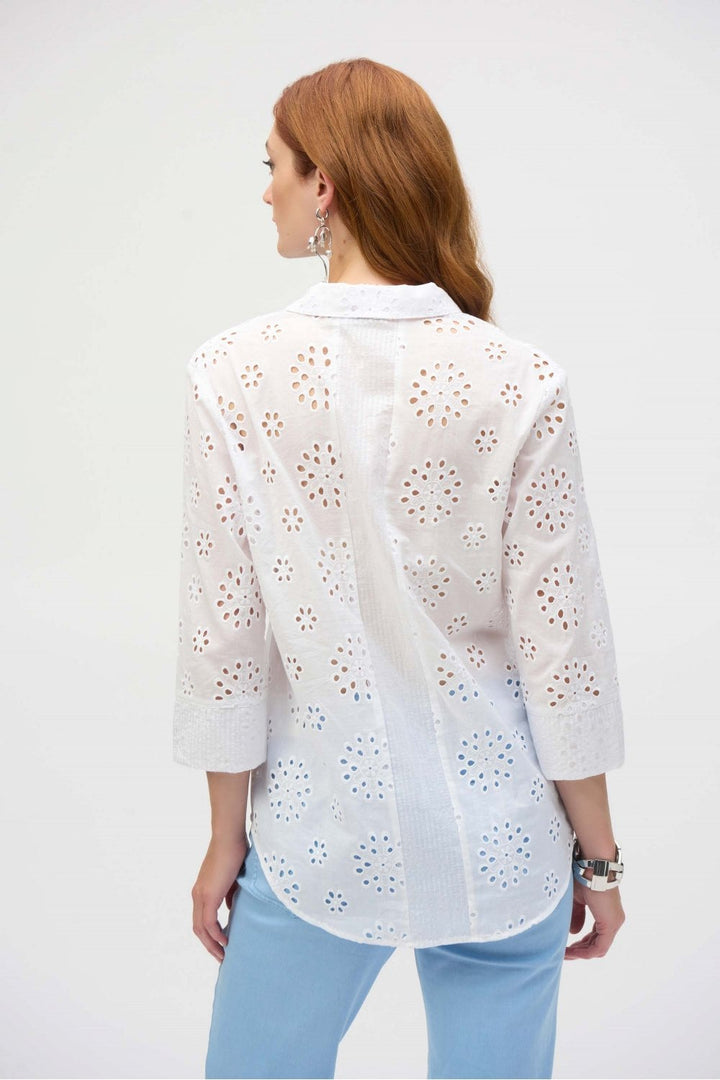 EMBROIDERED EYELET BLOUSE | COL=WHITE
