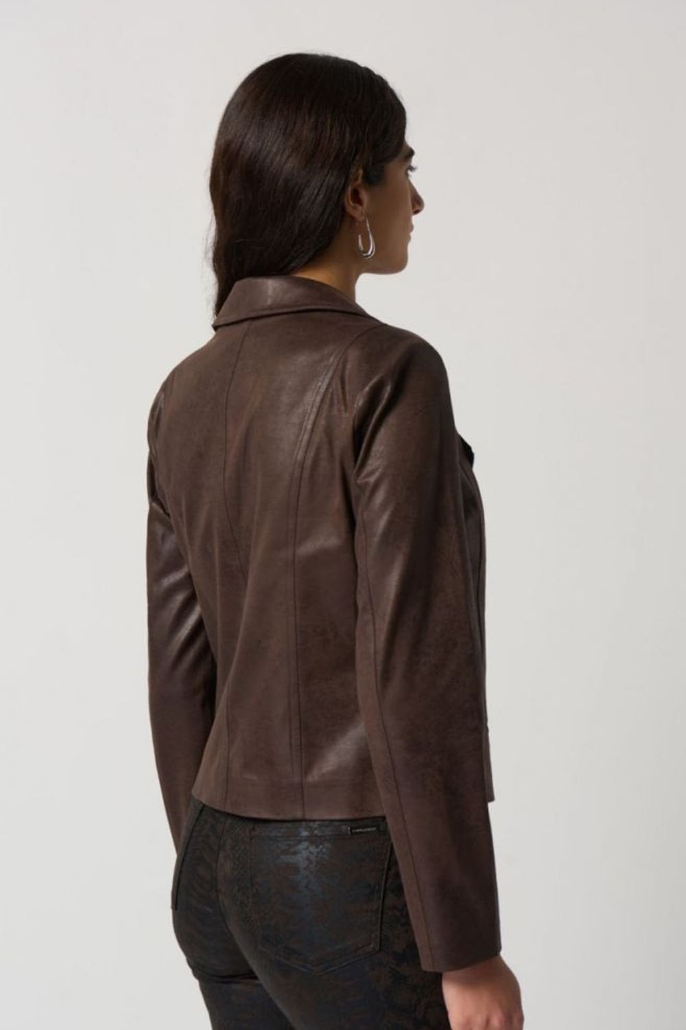 FAUX LEATHER MOTO JACKET | COL=MOCHA