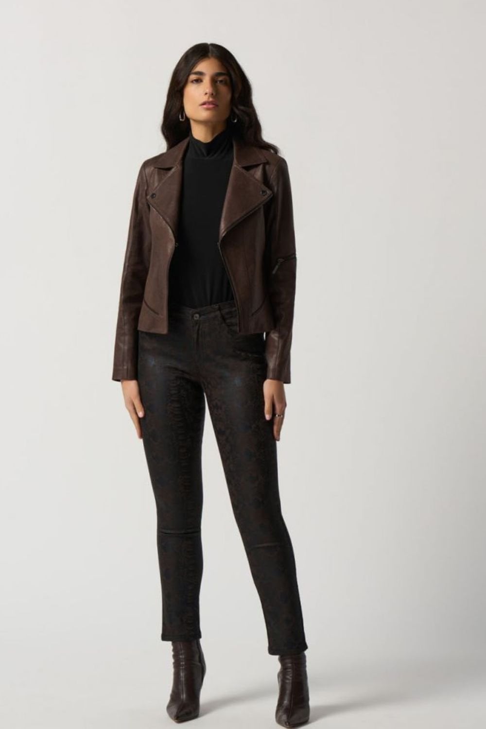 FAUX LEATHER MOTO JACKET | COL=MOCHA