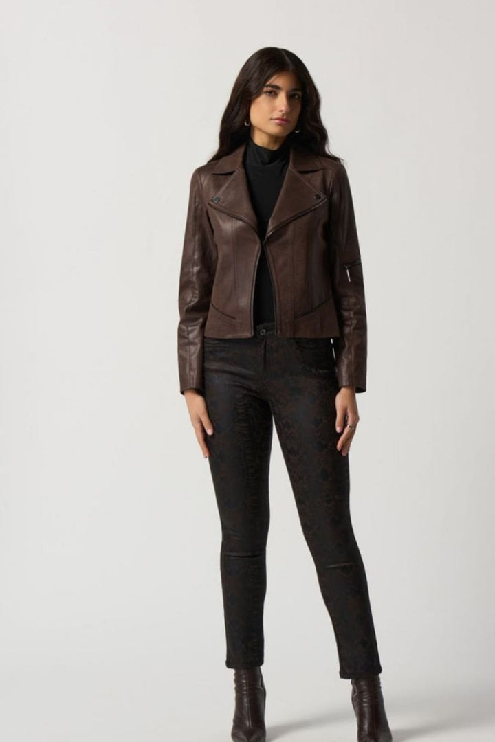 FAUX LEATHER MOTO JACKET | COL=MOCHA
