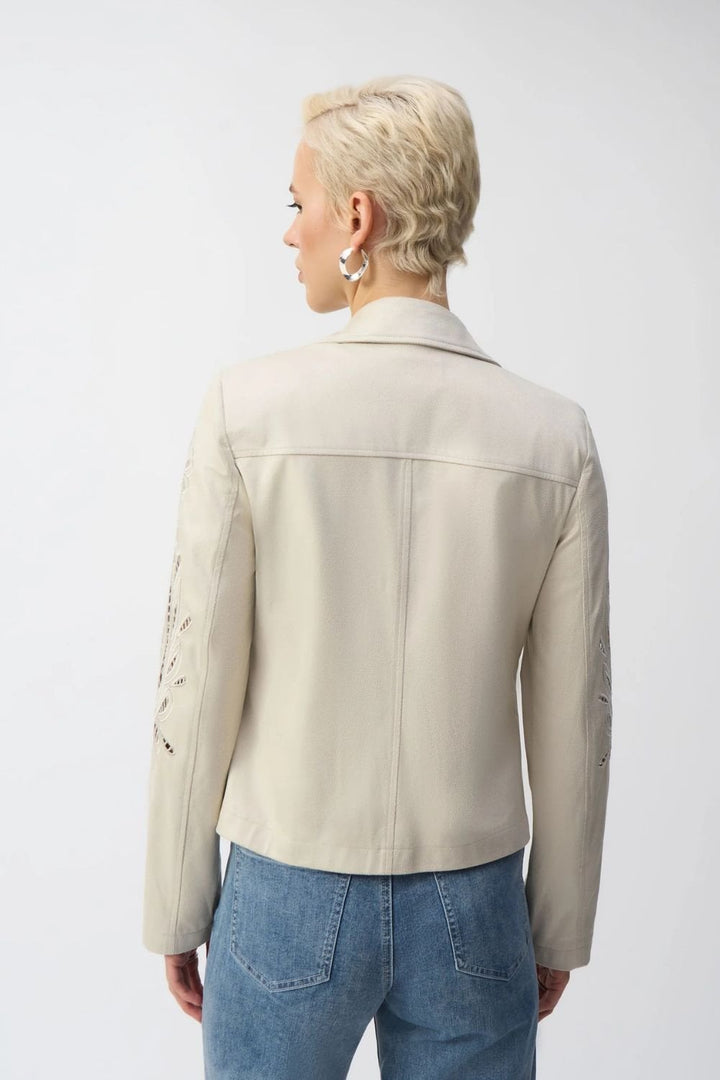 FAUX SUEDE CUT OUT JACKET | COL=MOON STONE