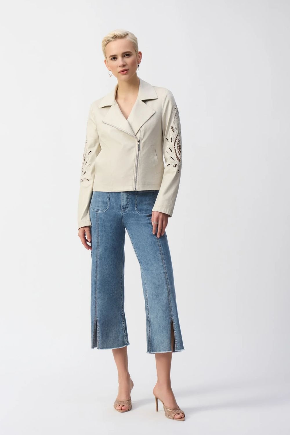 FAUX SUEDE CUT OUT JACKET | COL=MOON STONE