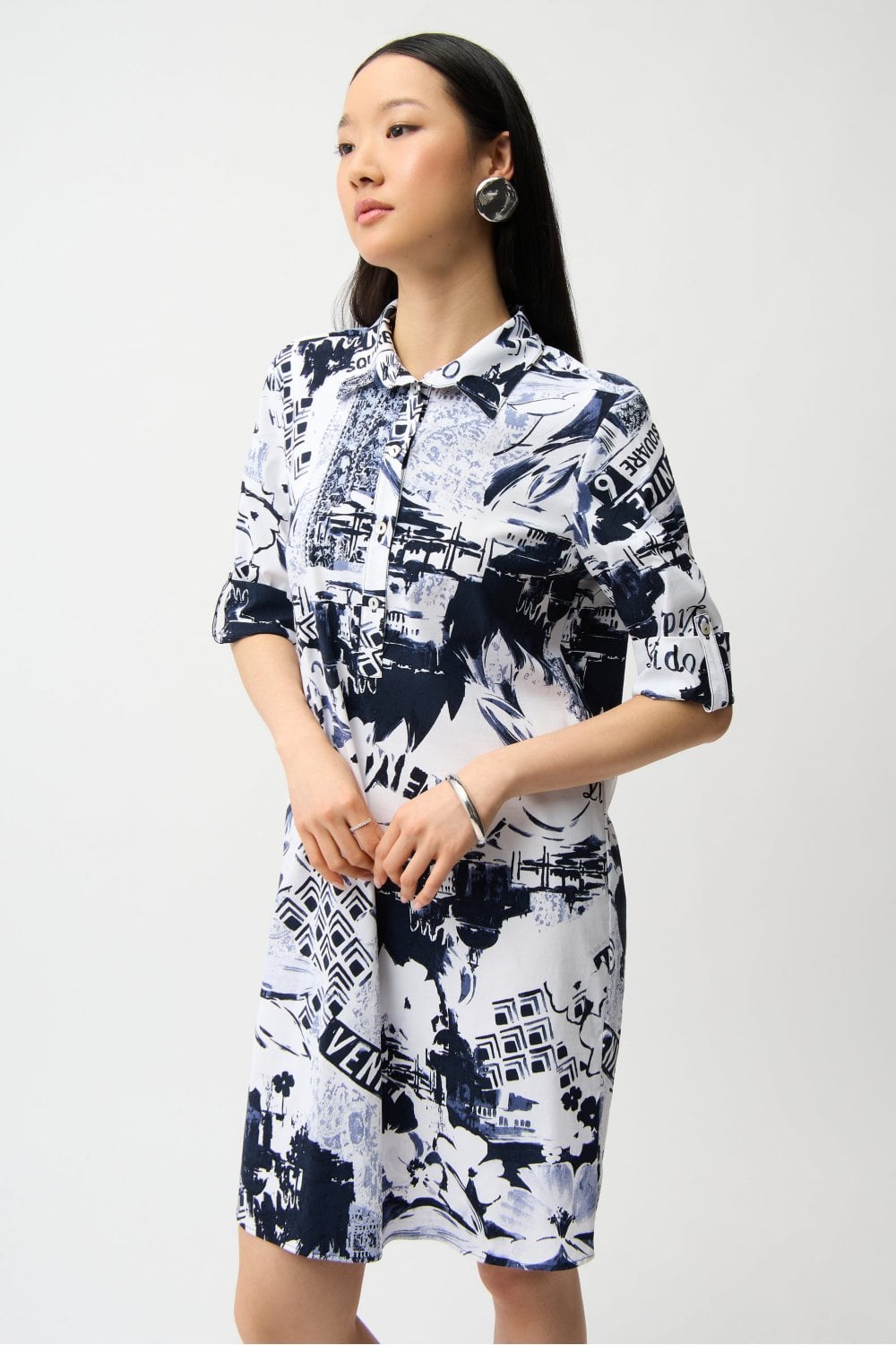 FLORAL ABSTRACT SHIRT DRESS | COL=MIX