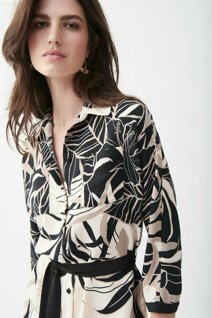 FLORAL SHIRT DRESS | COL=BEIGE