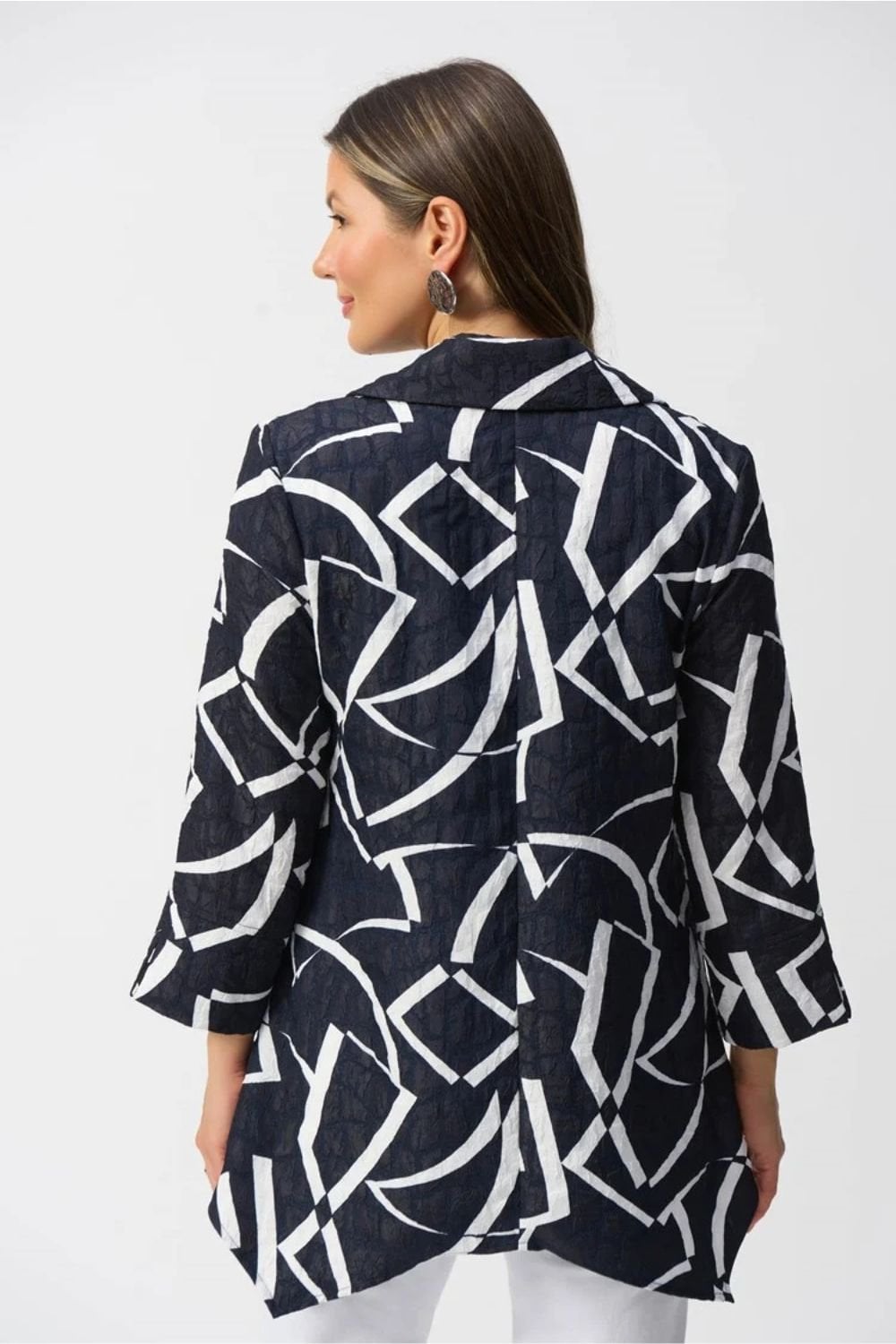 Jacquard Abstract Print Handkerchief Jacket | COL=MID BLUE