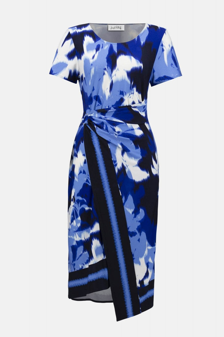 KNEE LENGTH WRAP DRESS | COL=BLUE