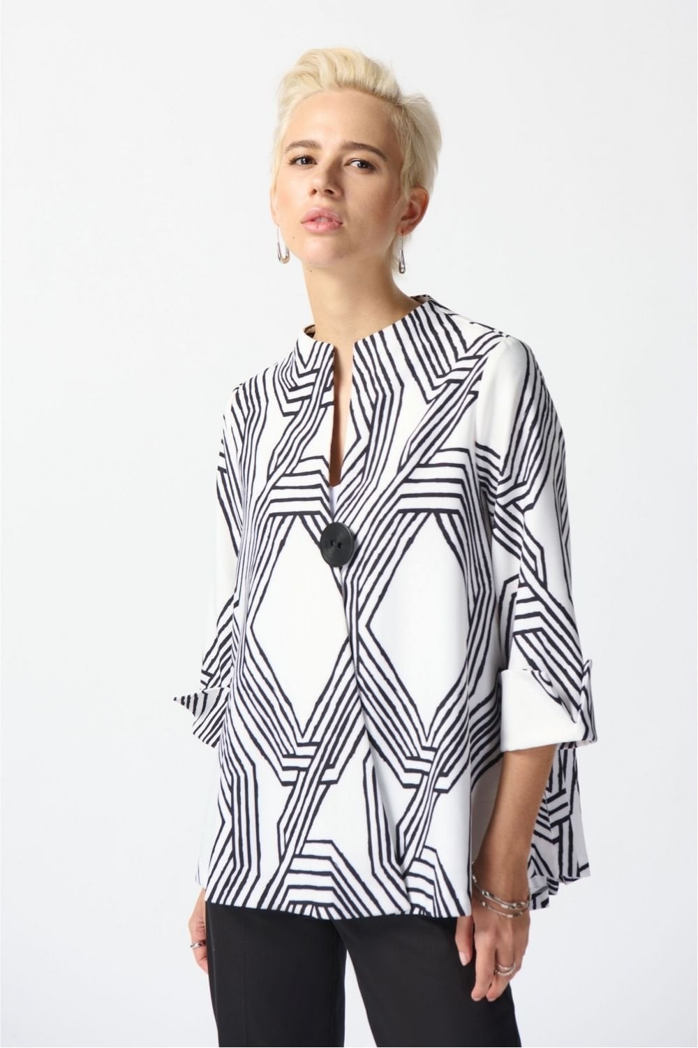 LUX TWILL GEOMETRIC JACKET | COL=VANILLA
