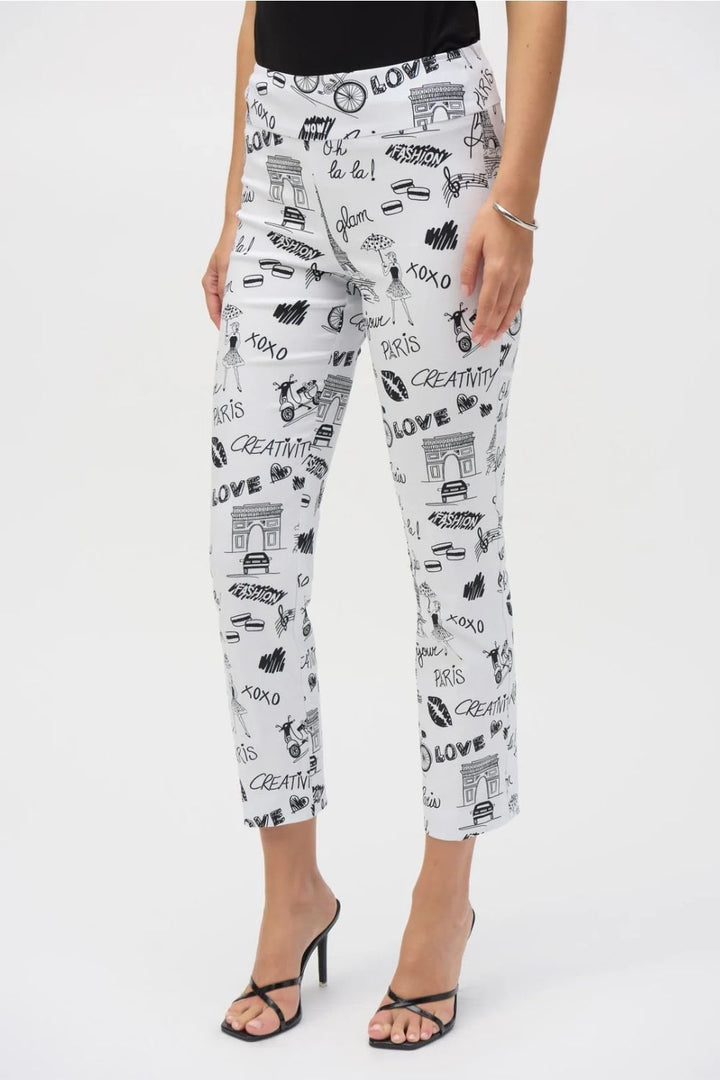 MULTI PRINT STRAIGHT TROUSER | COL=BLACK/WHITE