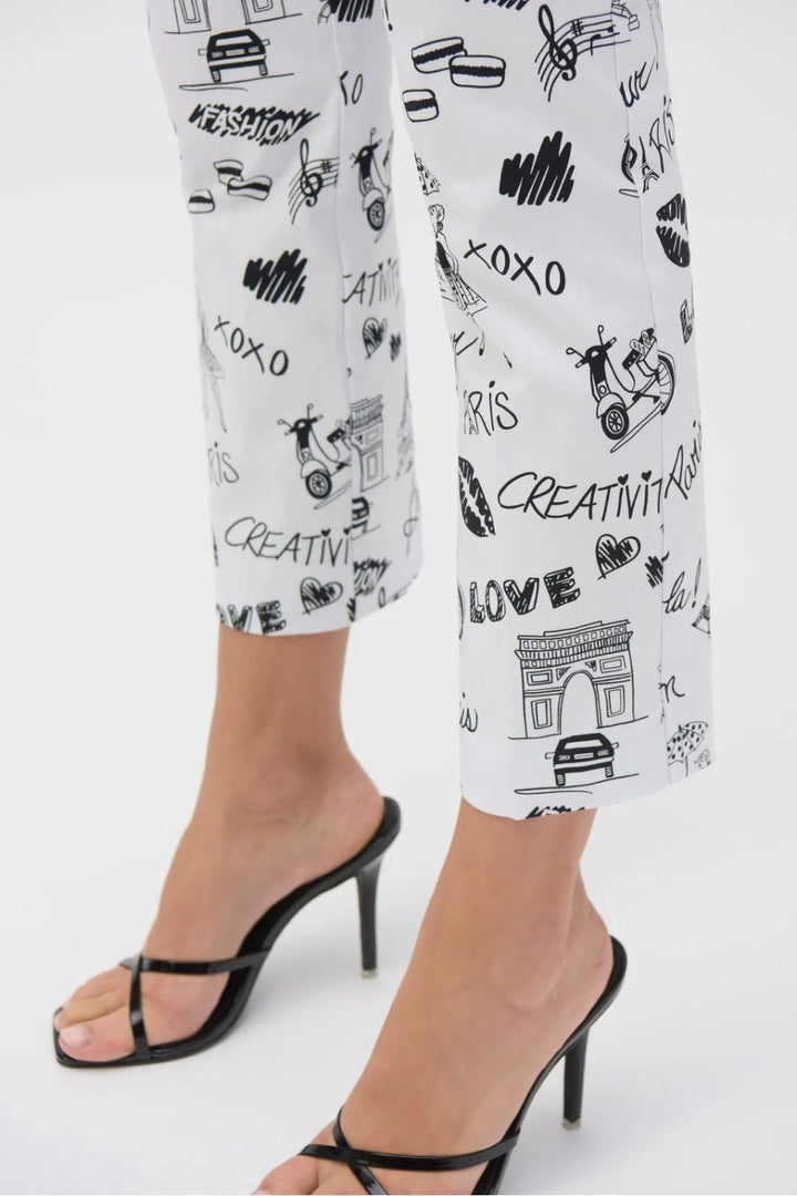 MULTI PRINT STRAIGHT TROUSER | COL=BLACK/WHITE