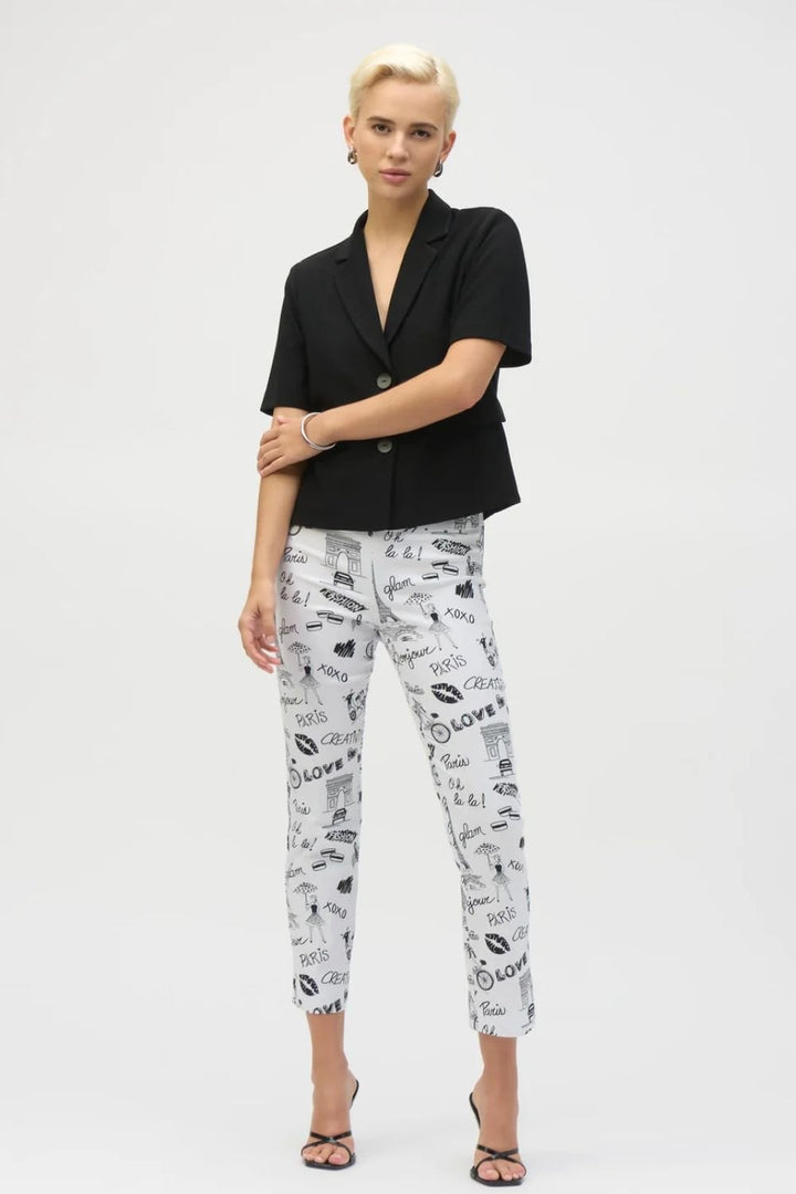 MULTI PRINT STRAIGHT TROUSER | COL=BLACK/WHITE