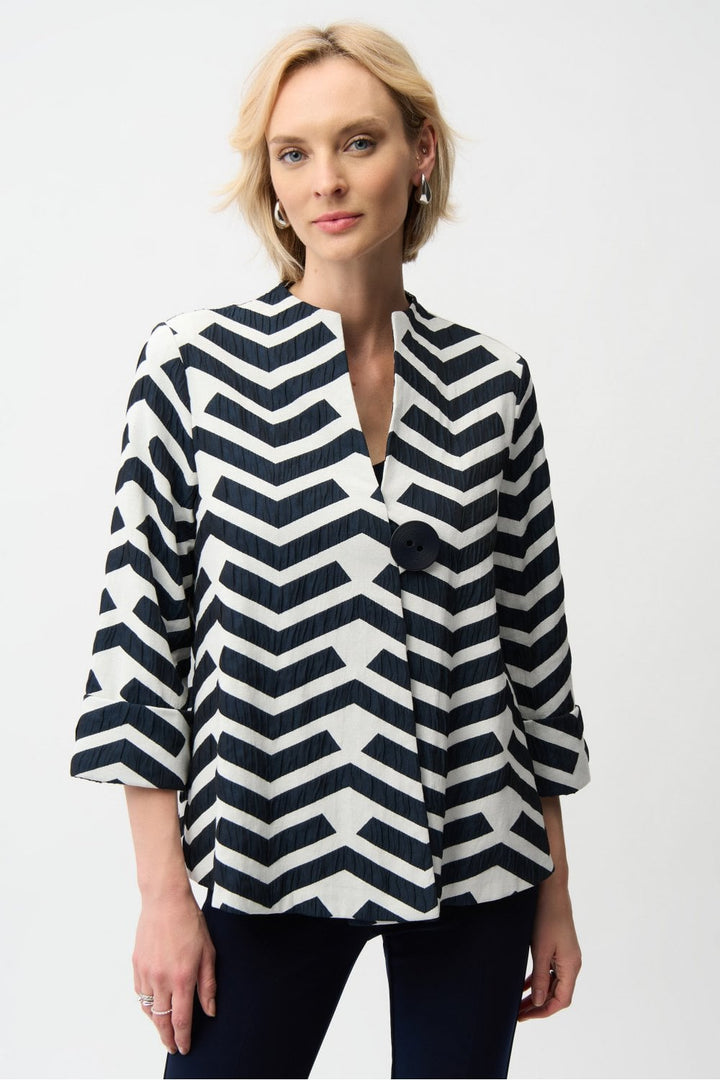 NAVY GEOMETRIC TRAPEZE JACKET | COL=MIX