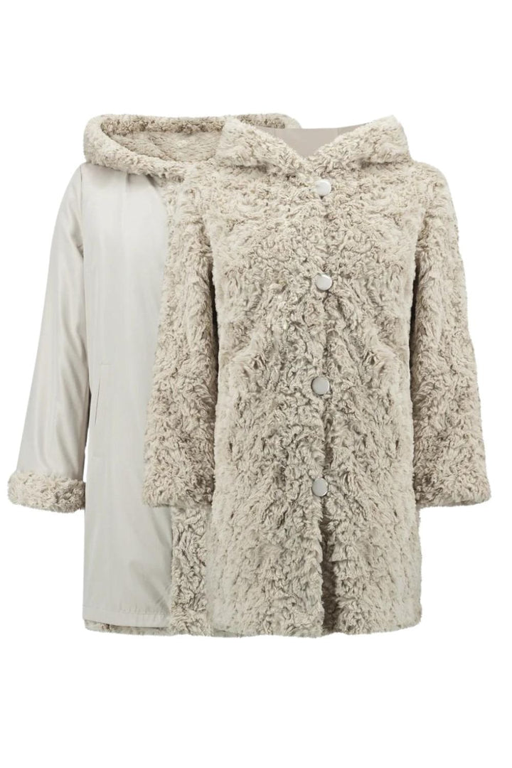 REVERSIBLE FAUX FUR COAT | COL=CHAMPAGNE