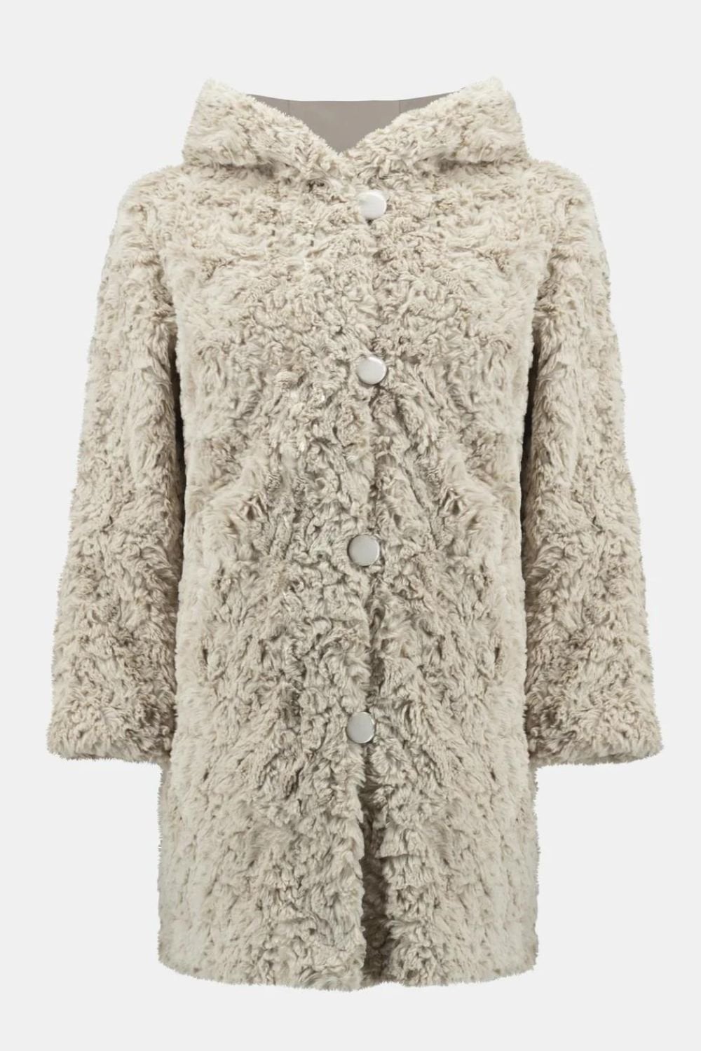 REVERSIBLE FAUX FUR COAT | COL=CHAMPAGNE
