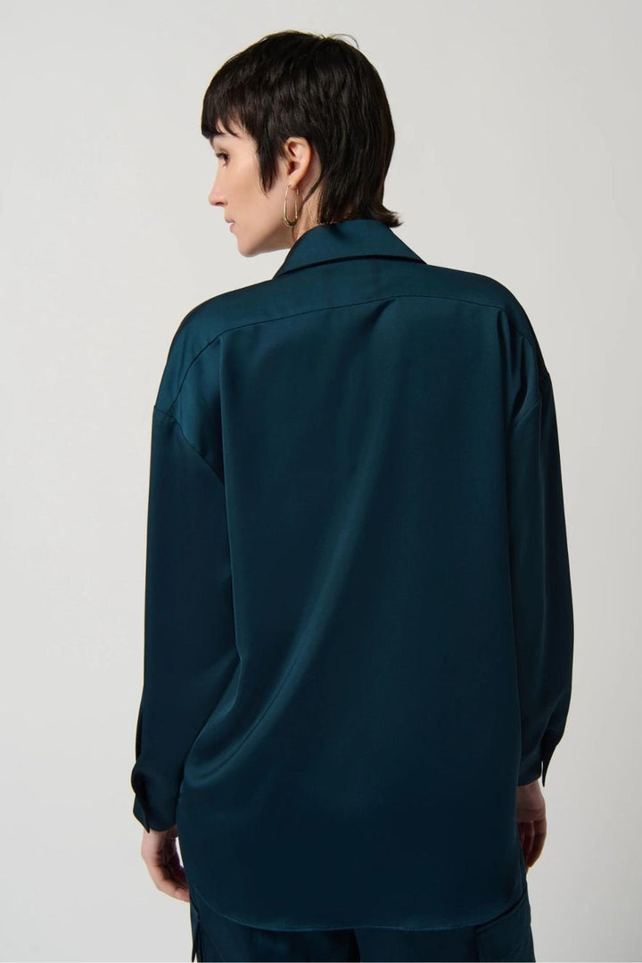 SATIN BOXY  BLOUSE | COL=ALPINE GREEN
