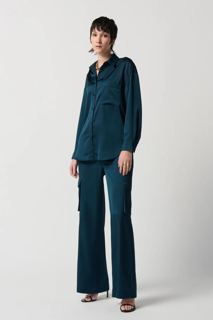 SATIN BOXY  BLOUSE | COL=ALPINE GREEN