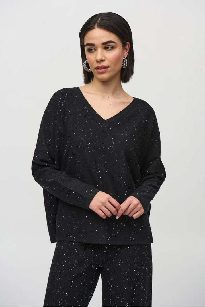 SEQUIN KNIT TOP | COL=BLACK