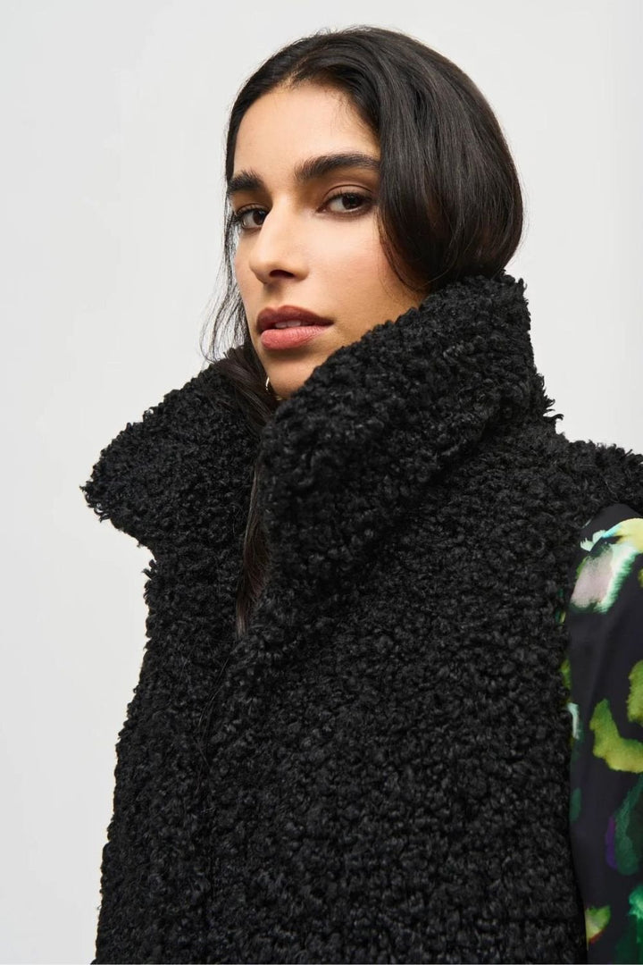 SHEARLING OVERSIZED GILET | COL=BLACK