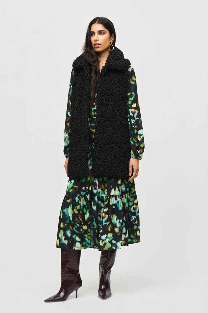 SHEARLING OVERSIZED GILET | COL=BLACK