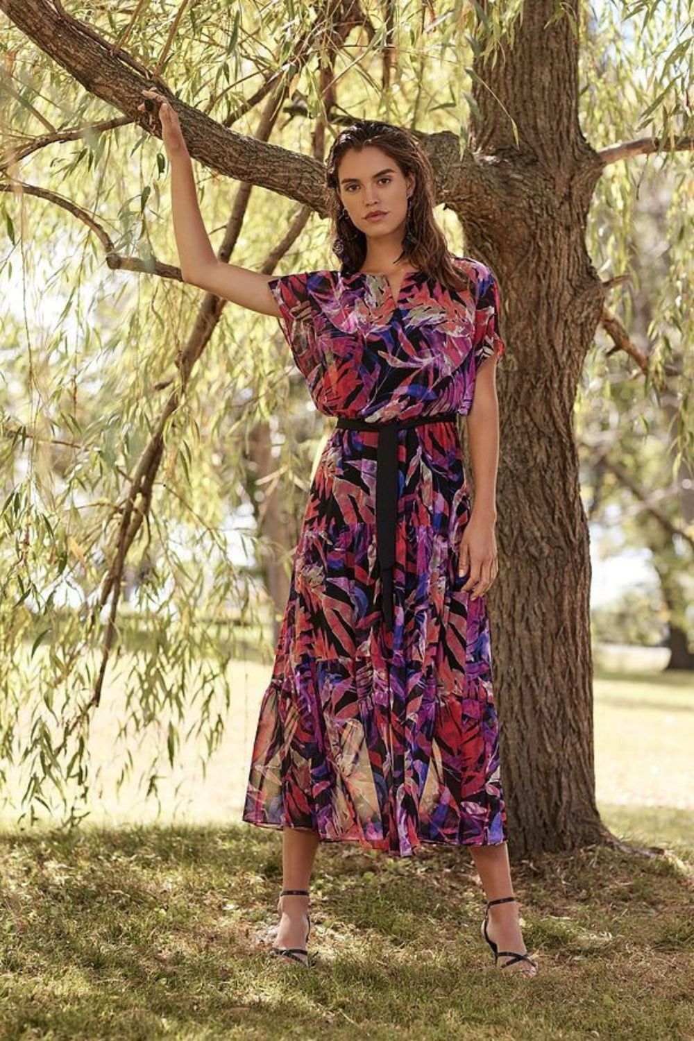 TROPICAL CHIFFON DRESS | COL=MULTI