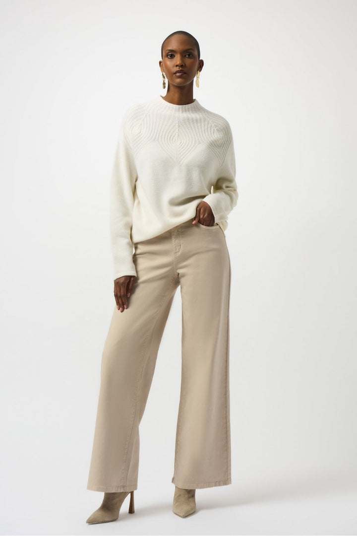 WOOL BLEND PLACEMENT STITCH SWEATER | COL=WINTER WHITE