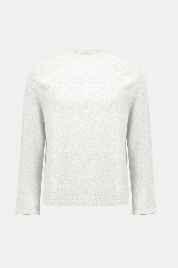 WOOL BLEND PLACEMENT STITCH SWEATER | COL=WINTER WHITE