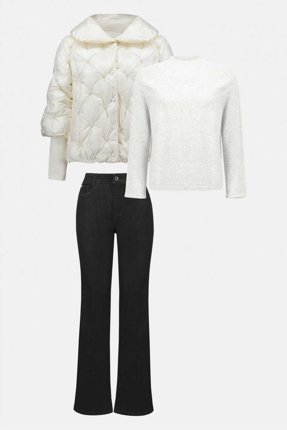 WOOL BLEND PLACEMENT STITCH SWEATER | COL=WINTER WHITE