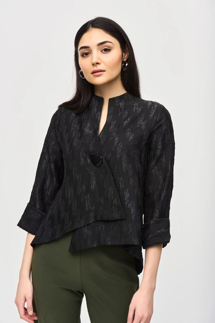 WOVEN JAQUARD SWING JACKET | COL=BLACK