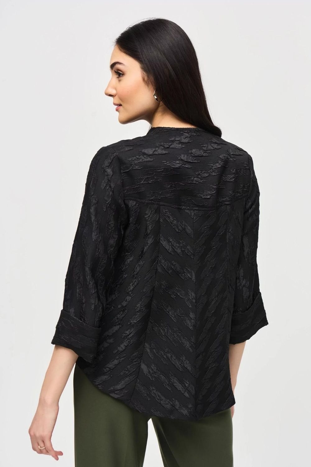 WOVEN JAQUARD SWING JACKET | COL=BLACK
