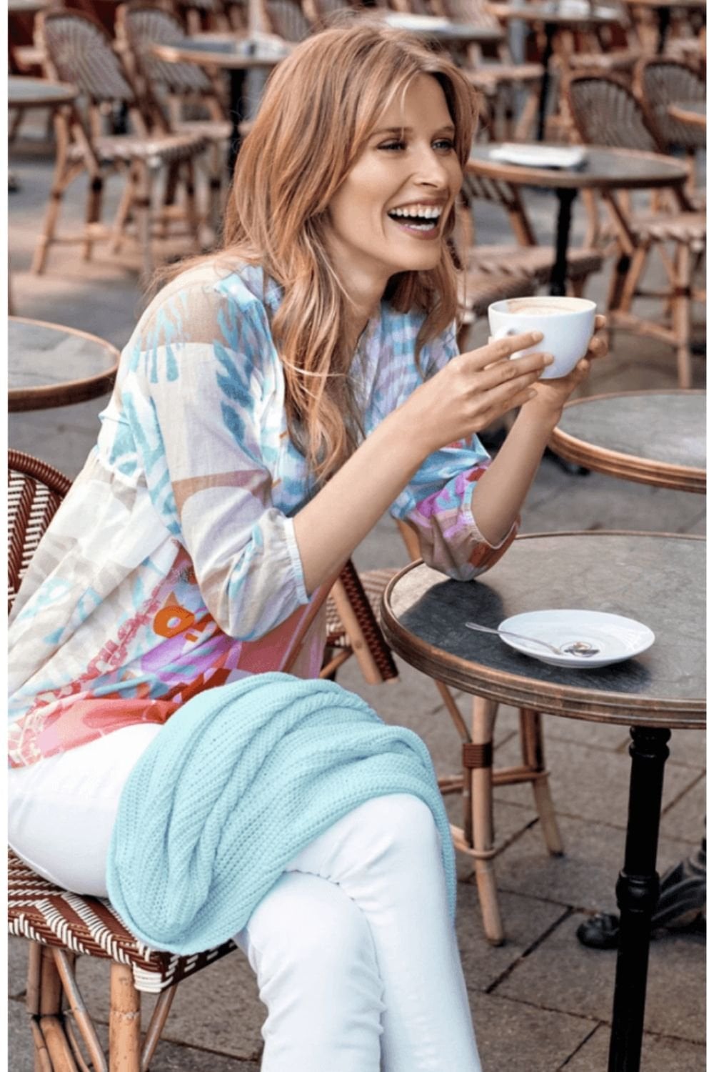 JUST WHITE BLOUSE J4058 | COL=AQUA