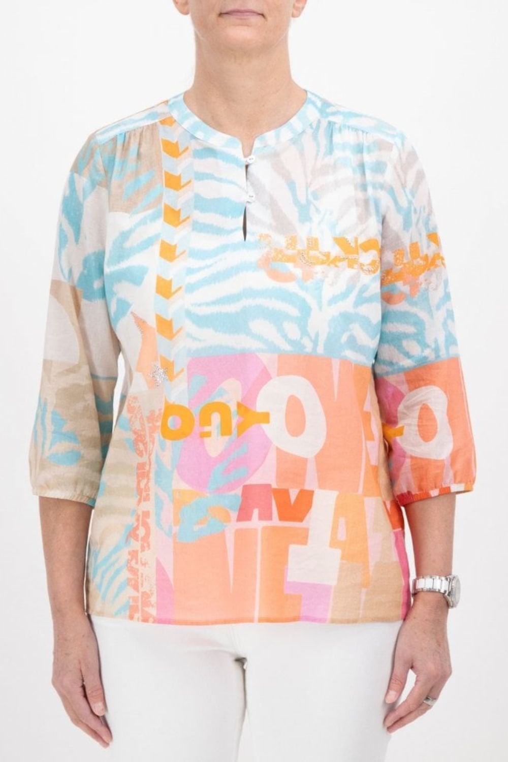 JUST WHITE BLOUSE J4058 | COL=AQUA